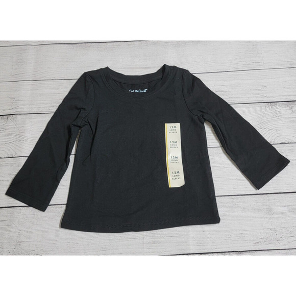 Cat & Jack Basic Long Sleeve T-Shirt Toddler Girls Size 12M Black - Picture 1 of 5